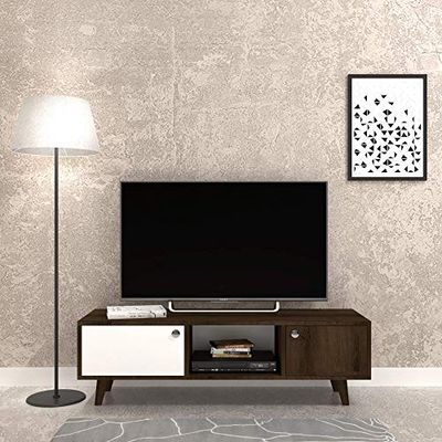 Homemania Tv-kast decoratie - modern, met deuren, plank - voor woonkamer - eiken, wit van scharnierende plaat, kunststof, 135 x 40 x 40 cm