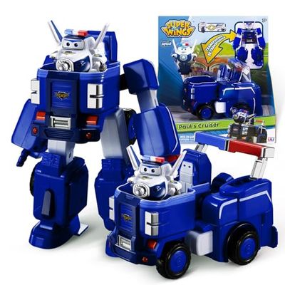 Super Wings Super Wings-EU720315-Transforming Jett Transforming Vehicles Paul, Colore Blu, One Size, EU720315