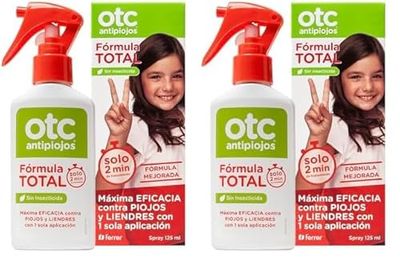 OTC Antipiojos - Spray Antipiojos Fórmula Total - Sin Insecticidas - Eficaz en 2 Minutos - Incluye Gorro y Lendrera - A partir de 1 Año - Envase de 125 ml (Paquete de 2)