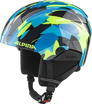 ALPINA PIZI Casque de Ski Unisex-Kids, Neon-Blue Green Gloss, 46-51