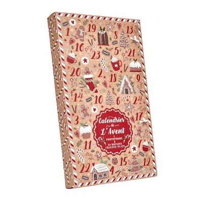 HOME DECO FACTORY, BO0161, Calendario de Vela perfumada para Velas de Jengibre, diseño Elegante, Perfume de Jengibre, Ideal para decoración y Regalo, tamaño 217x37 cm, Color marrón Rojo