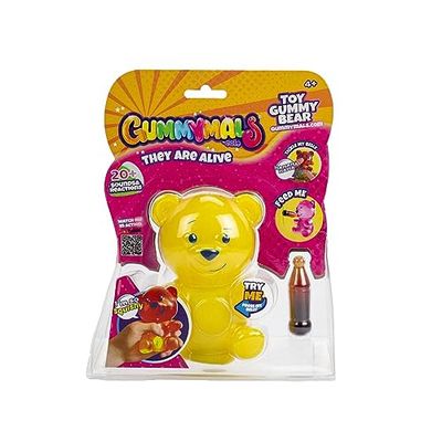 GUMMYMALS - Osito Amarillo, Juguete Interactivo, Oso de gominola, Muy Divertido, es blandito, estrujable y Tiene Muchos Sonidos Diferentes, para niños y niñas Desde 4 años, Famosa (700017673)