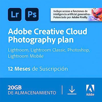 Creative Cloud Photography plan with 20GB | 1 Año | PC/Mac | Código de activación enviado por email