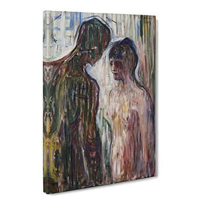 Nude Man And Woman By Edvard Munch Classic Painting Canvas Wall Art Print Ready to Hang, Framed Picture for Living Room Bedroom Home Office Décor, 30x20 Inch (76x50 cm)