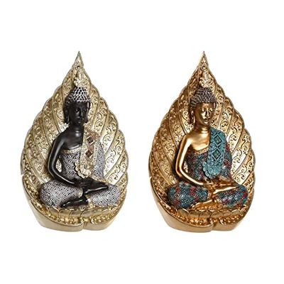 Figura Decorativa DKD Home Decor 20,5 x 12 x 31 cm Dorado Marrón Turquesa Oriental (2 Unidades)