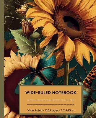 Vintage Style Sunflower Wide-Lined Notebook: A beautifully designed notebook for journalling perfect for sunflower lovers