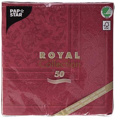 PAPSTAR Lot de 50 Serviettes « Royal Collection » - Pliées 1/4-40 x 40 cm - Bordeaux - « Ornaments »