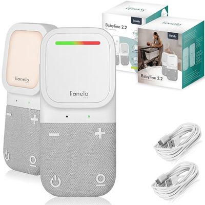 lionelo Babyline 2.2 Écoute-bébé électronique avec veilleuse, portée jusqu'à 400 m, Communication bidirectionnelle, Mode économie EcoVox, Alarme, Batterie jusqu'à 12 h, contrôle du Volume