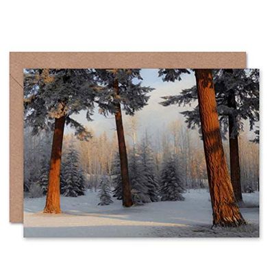 Wee Blue Coo BIRTHDAY PAINTING SNOWY FOREST SCENE ART GREETINGS GREETING CARD GIFT