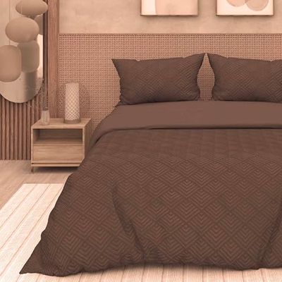 Intemporel per Soleil d'Ocre Gaia Parure da letto, con copripiumino in microfibra, effetto 3D, da 260 x 240 cm, di colore marrone