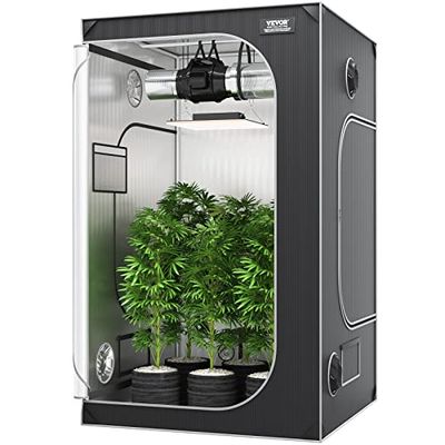 VEVOR Growbox 122 x 122 x 203 cm broeikas van 22 mm stalen frame en 2000D Oxford-weefsel, kweektent, 60 kg draagvermogen, geschikt voor 200-300 W, groeilicht, indoor kweektent