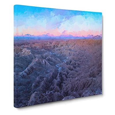 Anza Borrego Desert California in Abstract Modern Canvas Wall Art Print Ready to Hang, Framed Picture for Living Room Bedroom Home Office Décor, 14x14 Inch (35x35 cm)