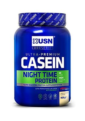 USN Casein, Slow Digesting Premium Protein Shake, 24 g of Protein Per Serving, Vanilla, 908 g