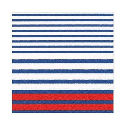 Caspari Breton Stripe Luncheon Napkins in Blue - 20 Per Package