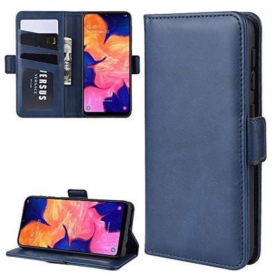 Carcasa de telefono Wallet Stand Funda de Cuero for teléfono Celular for Galaxy A10E, con Billetera y Soporte y Ranuras for Tarjetas (Negro) (Color : Dark Blue)