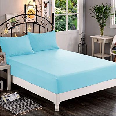 Elegant Comfort 1 500 1-delat dra-på-lakan i premium hotellkvalitet, mjukaste kvalitetsmikrofiber – djup ficka upp till 40 cm, skrynkel- och blekningsbeständigt, full storlek, akvablått