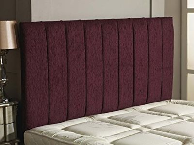 CROWNBEDSUK APOLLO CHENILLE HEADBOARD 2ft6,3ft,4ft,4ft6,5ft,6ft Aubergine, 6ft (Super Kingsize)