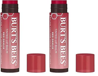 Burt's Bees Tinted Lip Balm Red Dahlia, Moisturising Lip Tint With Shea Butter, 100% Natural Origin, 4.25g (Pack of 2)