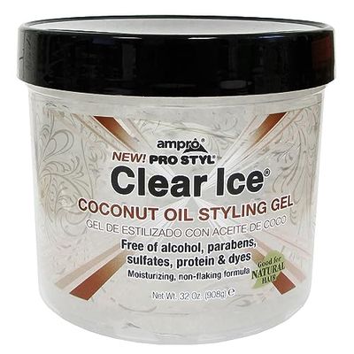 Ampro Pro Styl Coconut Styling Gel - Moisturizes and Conditions Your Strands - Non-Flaking, Alcohol Free, Vegan Formula - Flexible, Touchable Hold for All Hair Types - 32 oz