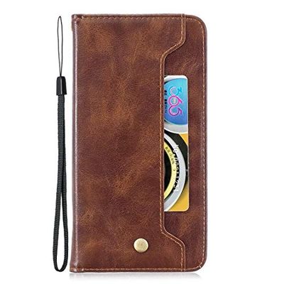 Carcasa de telefono for el Caso de Cuero del tirón Galaxy S8 + Hebilla de Cobre Nappa Textura Horizontal, con el sostenedor y Ranuras for Tarjetas y Monedero (Gris) (Color : Marrón)