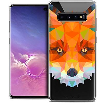 Caseink Fodral för Samsung Galaxy S10+ (6.4) fodral [kristallgel HD polygon djurserie - mjuk - ultratunn - tryckt i Frankrike] räv