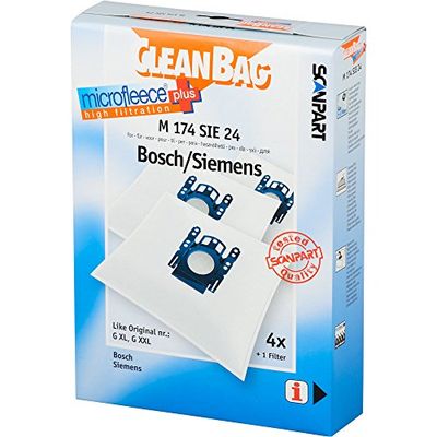 CleanBag M 174 SIE 24 Replacement Vacuum Cleaner Bags for Dust, Suitable for Various Siemens and Bosch Devices.