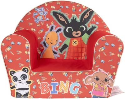 TATAWAY Fauteuil Bing pour Enfants - Confortable et sûr, Design Amusant avec Bing et Flop - Parfait pour Les Chambres et Les Coins de Jeu (Rouge)