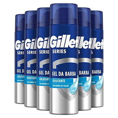 Gillette Series GEL DA BARBA IDRATANTE Con Burro Di Cacao, Protezione Completa Dalle Irritazioni, Aiuta A Proteggere Da Tagli, Bruciature, Irritazioni E Arrossamenti, 200ml X6