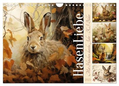 Hasenliebe (Wandkalender 2025 DIN A4 quer), CALVENDO Monatskalender: Mit Häschen durchs Jahr