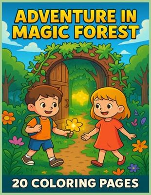 Adventure in the Magic Forest Coloring Book for Kids: Bold and Easy 20 Fun Pages of a Boy, a Girl, and Their Magical Jungle Adventure