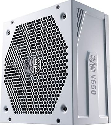 Cooler Master V650 Gold - V2 PC Voeding, EU stekker - 650 W, 80 PLUS Gold, volledig modulair, ATX PSU, stille 135 mm FDB-ventilator, semi-fanless modus, 10 jaar garantie, 16AWG PCI-e kabels - wit