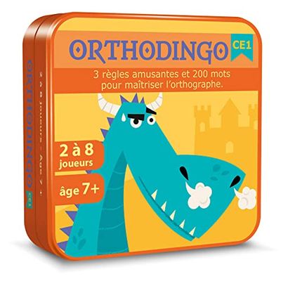 Aritma - ORTHODINGO CE1 - Jeu de Société Éducatif 7 Ans - Progresser et améliorer Son Orthographe - Apprendre des Mots et Développer Le Vocabulaire - 2-8 Joueurs - 15 Min - Version Française