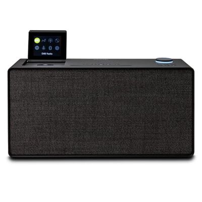 Sistema de música doméstica Pure Evoke Home Todo en uno con Radio Dab+ /FM, Radio por Internet, podcasts, Spotify Connect, Bluetooth, CD y una Potente Salida de Audio estéreo de 100 W, Negro café