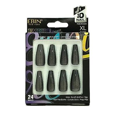 EBIN NEW YORK EMPIRE DREAMS - Rooftop Views | Press on Nails Long and Extra Long Coffin Style, Colorful Patterns with Gloss and Matt Texture, Y2K Pop Style False Nales for Daily Wear, Festival