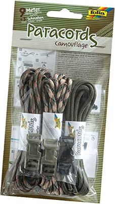 folia 83302 – Paracord-set kamouflage, 3 snören à 3 m och 3 lås – perfekt för att skapa armband