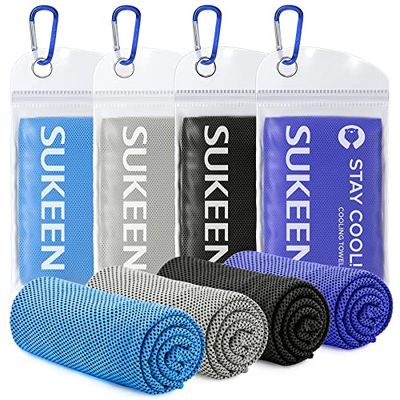 Sukeen 4-pak ręczników chłodzących, ręcznik lodowy, miękki, oddychający do jogi, sportu, biegania, siłowni, treningu, biwakowania, fitnessu, treningu i innych zajęć