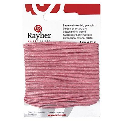 Rayher Cordoncino Cotone.Cerato, Pink, 1Mm, Cart. 20M, 5169133