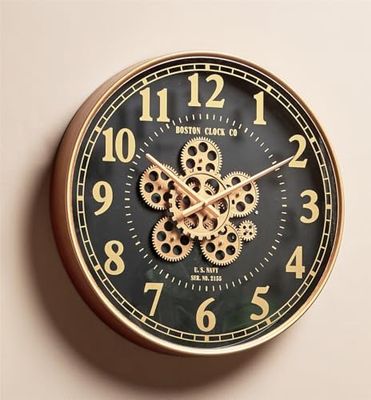 RELOJ MECANISMO PARED "BOSTON CLOCK" NEGRO 50D. CMS. 50dx7 cms