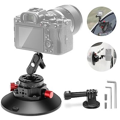 NEEWER 6" /15,2cm Supporto a Ventosa con Braccio Magico a Testa Sferica, Supporto a Ventosa in Metallo sul Cruscotto dell'Auto per Action Camera/Telefono, con Fori di Montaggio da 1/4" e 3/8" per ARRI