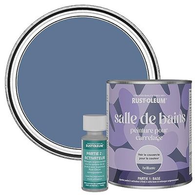 Rust-Oleum Blue Water-Resistant Bathroom Tile Paint in Gloss Finish - Blue River 750ml
