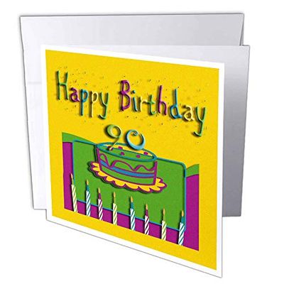 3DROSE GC 20175 _ 1 biglietto di auguri 6 x 15,2 cm "" ° compleanno colorato torta e candele (confezione da 6)