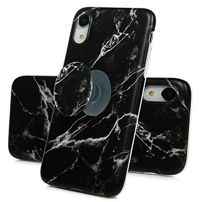 Cover marmo nero con supporto posteriore compatibile con iPhone XR