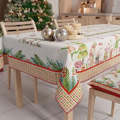 PETTI Artigiani Italiani - Nappe Noël, Nappe de Table Noël, Nappe de Table Rectangulaire, Nappe Anti-Taches, Nappe Rouge Noël, 140x240 cm, Noël, 100% Made in Italy
