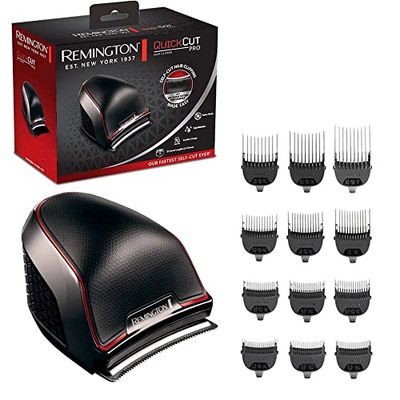 Remington Tagliacapelli - Lame in Acciaio Inox con tecnologia CurveCut: segue le linee della testa - motore Pro, 12 pettini di fissaggio + custodia, funzionamento a rete-batteria, QuickCut Pro HC4300
