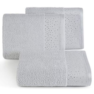 Eurofirany Set of 3 Soft Cotton Hand Towels with Silver Glitter 70 x 140 cm
