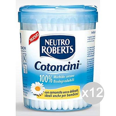 ROBERTS Set 12 Cotton Stic X 100 Tondo Cura E Pulizia del Viso, Multicolore, Unica