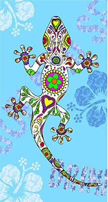 Miracle Home. Toalla Microfibra Playa Lagartija, 100% Poliester, Azul, 95 X 175 Cm. 15090