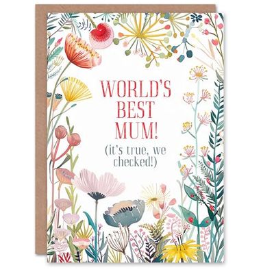 Artery8 Greeting Card World's Best Mum Sweet Funny Floral Flowers For Her Mum Mom Mother Woman Birthday Card