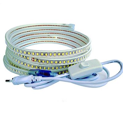 Striscia Led 220v 5730 120 Led/m con INTERRUTTORE. Impermeabile. Bianco Freddo o Caldo. IP67 Waterproof strip 5630 (1m, Bianco Freddo)