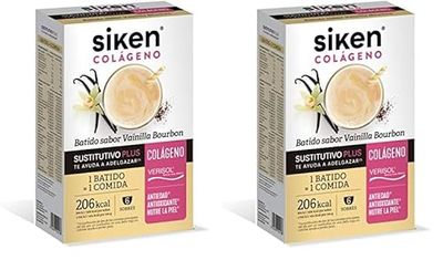 Siken Colágeno - Batido Sustitutivo Plus con Colágeno para el Control de Peso, Sabor Vainilla Bourbon - Estuche con 6 Sobres de 50 g (Paquete de 2)